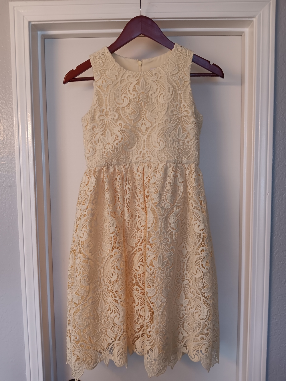 Reiss Girls Butter Yellow All Over Lace A-Line Formal Dress